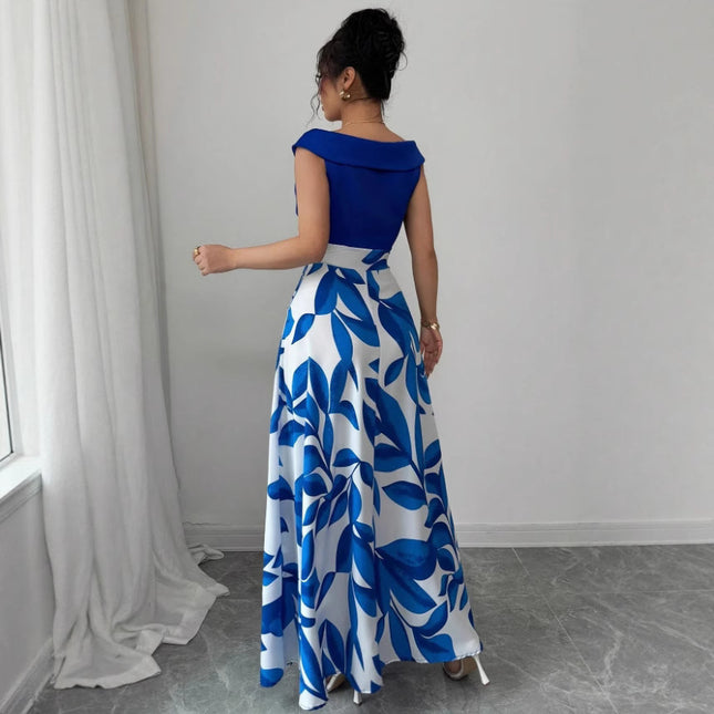 Women's Versatile Printed V-neck Dress