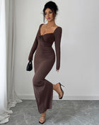 SS Hip Skirt Dress Brown