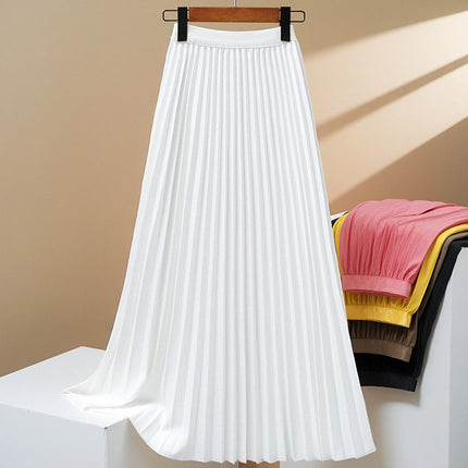Women's Pleated High Waist Skirt White
