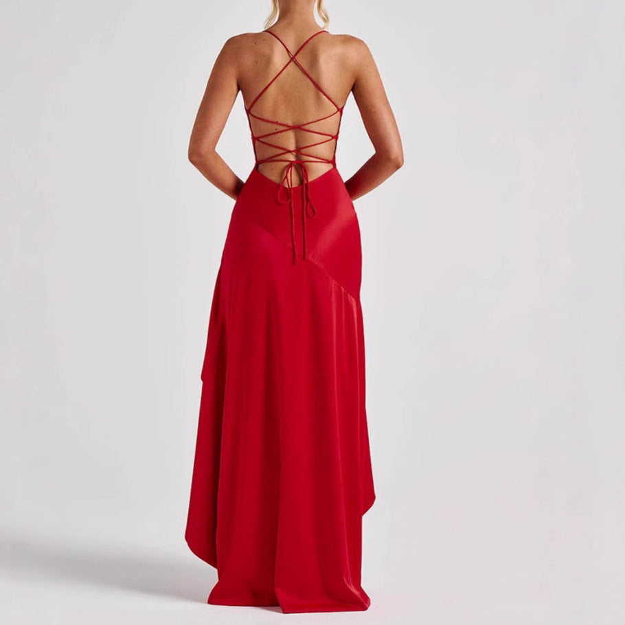 Women's Backless Ruffles Dress