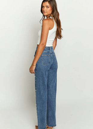 SS Straight-leg Frayed Jeans