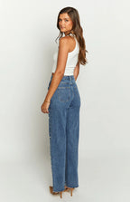 SS Straight-leg Frayed Jeans