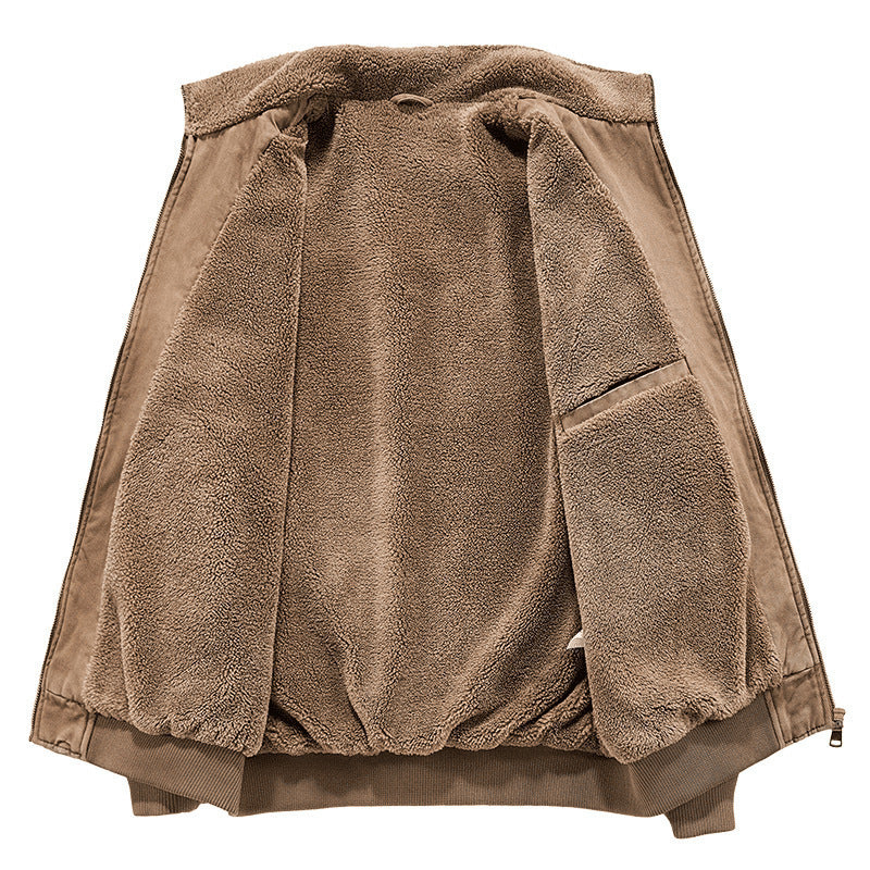 Men's Fleece-lined Washed Cotton Jacket