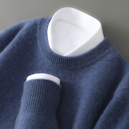 Men's Half-high Collar Thickened Pullover Sky Blue Round Neck