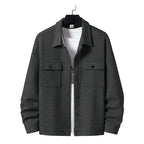 Men's Casual Jacquard Plaid Baggy Coat Gray