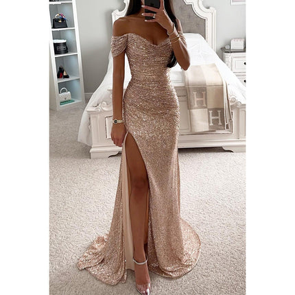 Women's Sequin Tube Top Maxi Dress with Split | 10 Colours