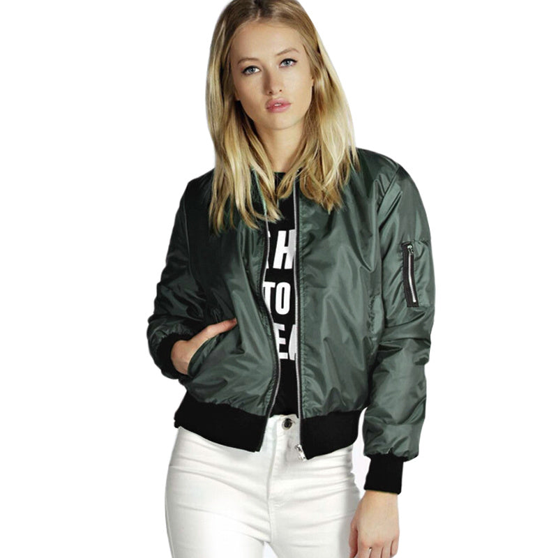 Women’s Short style zipper jacket Green