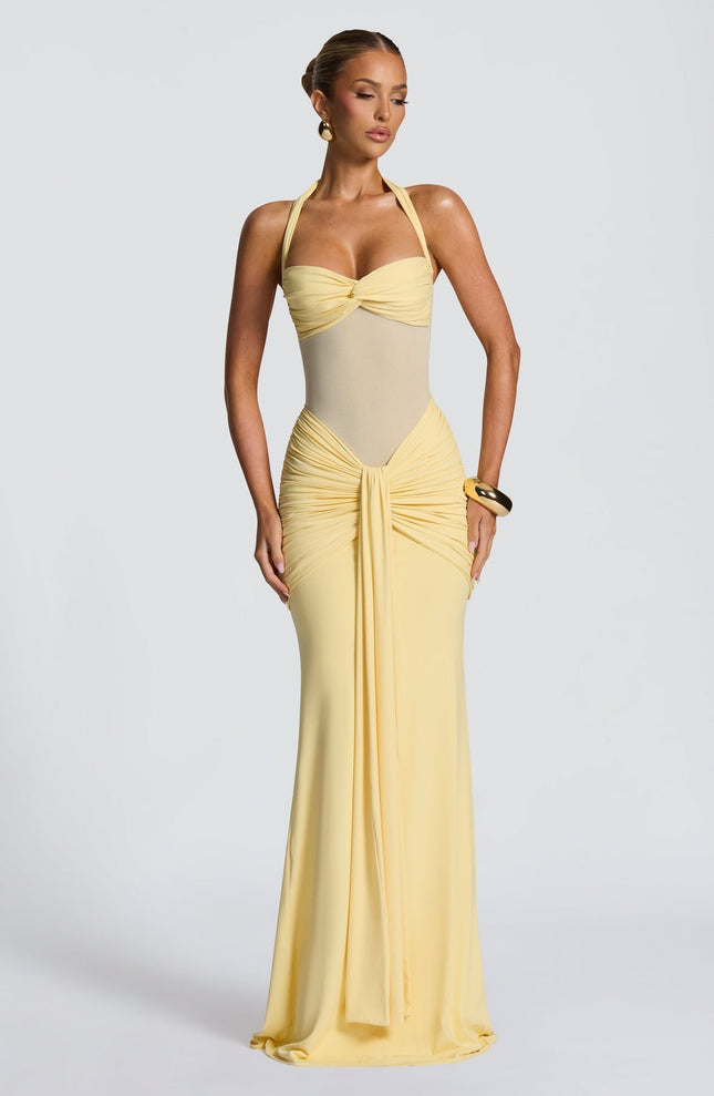 Women's Ribbon Slim-fit Sheath Dress Yellow