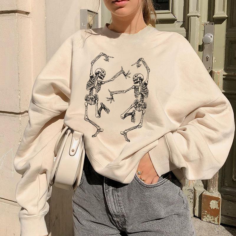 Halloween Dancing Skull Fun Print Pullover
