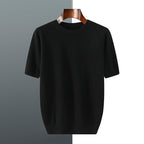 Men's Knitted Sweater With Short Sleeve Black