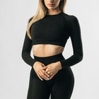 Seamless Yoga Long-sleeved Top Tight Quick Dry Hygroscopic Suit For Women Black