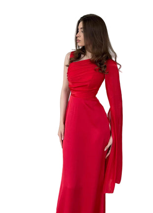 SS Elegant Satin Dress Red