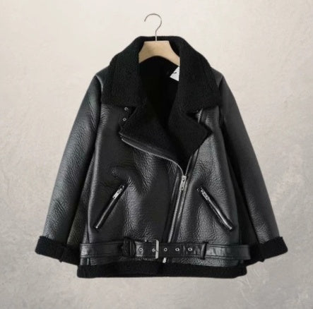 Women's motorcycle leather jacket Black