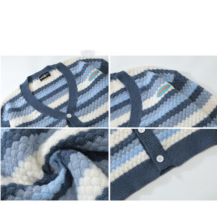Knitted Striped Crochet Women's Sweater