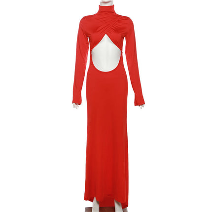 Women's High Collar Long Sleeve Slim Fit Sheath Dress | Street Style