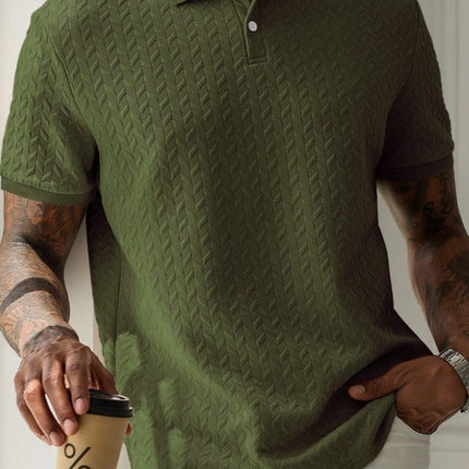 Men's Polo Collar Short-sleeved Shirt Army green