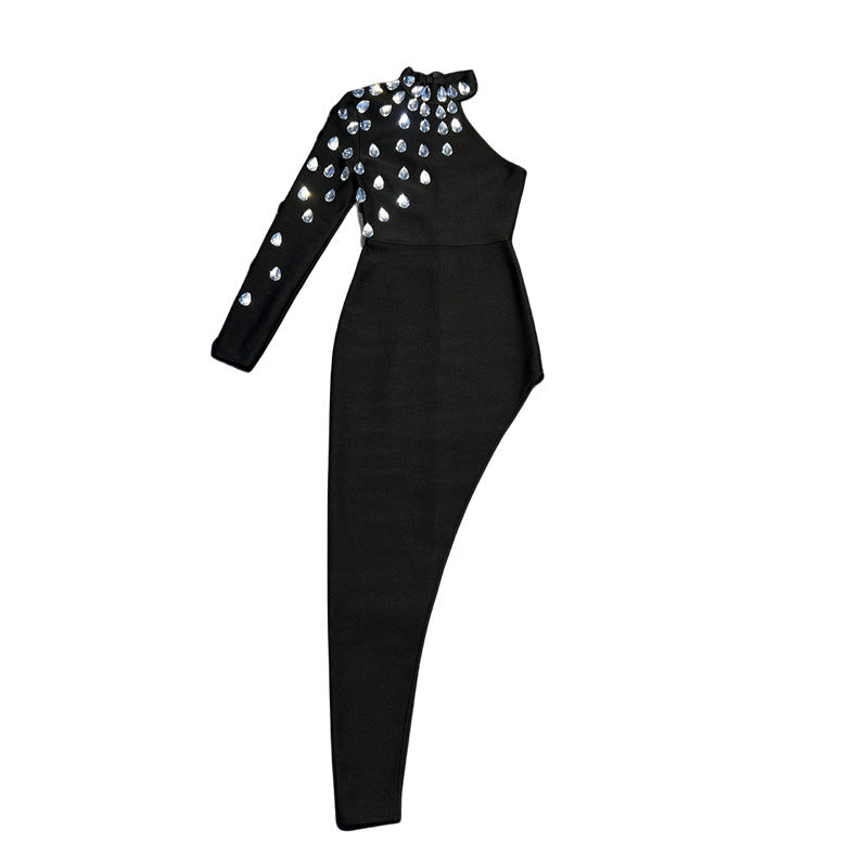 Diamond Set Bandage One-piece Dress