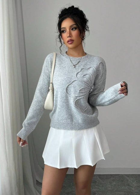 SS Flower Sweater Gray