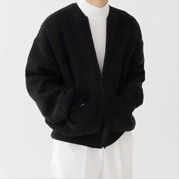 SS Men’s Cardigan Coat Black