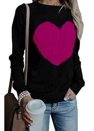 SS Love Sweater Black red heart