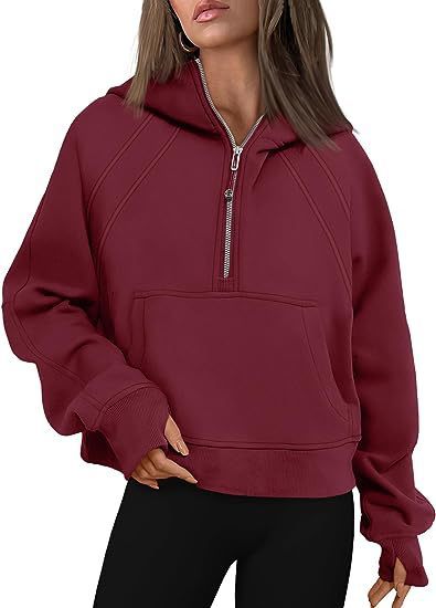 Women’s Zipper Hoodies Sweatshirt Wine red