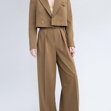 SS Short Blazer & Pants Set Khaki