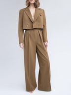 SS Short Blazer & Pants Set Khaki