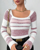 SS Striped Sweater Pink