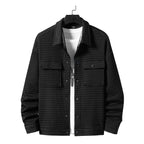 Men's Casual Jacquard Plaid Baggy Coat Black