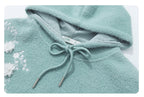 Green Hooded Sherry Embroidered Soft And Sticky For Women