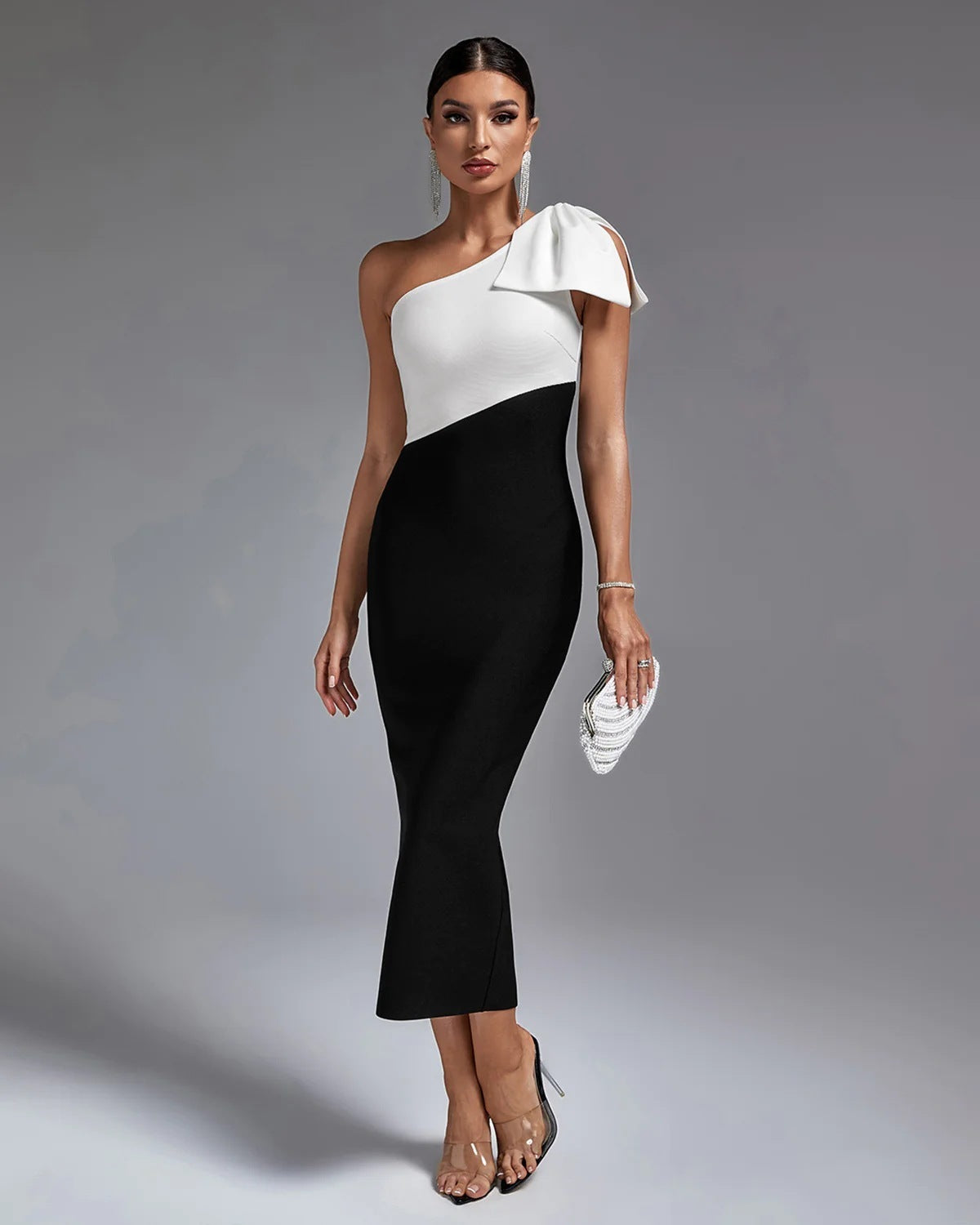Shoulder Bow Casual Long One-piece Dress