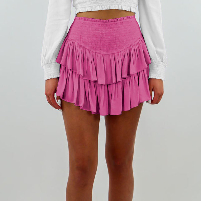 Women's Irregular Half Skirt Rose Red