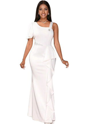 SS One-shoulder Dress White