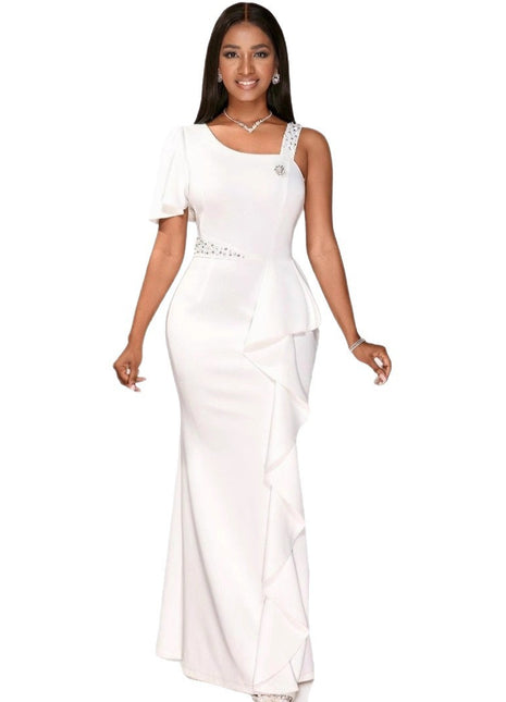 SS One-shoulder Dress White