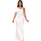 Unique One-shoulder Beaded Sling Party Dress White