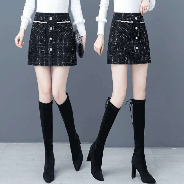 Women's High Waist Plaid Skirt