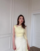SS Elegant Satin Dress Yellow