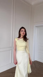 Elegant Single Slim Satin Dress Yellow