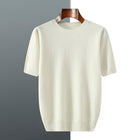 Men's Knitted Sweater With Short Sleeve White