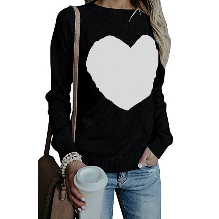 Love Printed Pullover Sweater Black