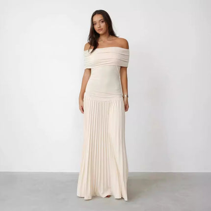 Off-shoulder Pleated Versatile Dress