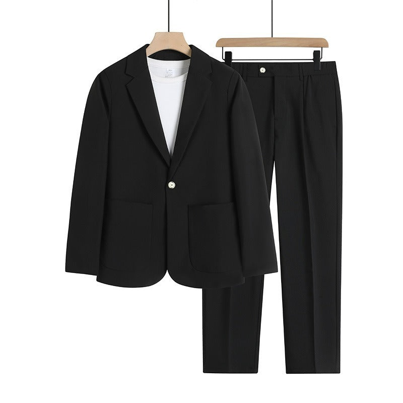Men Loose Drooping Style Suit Set Black