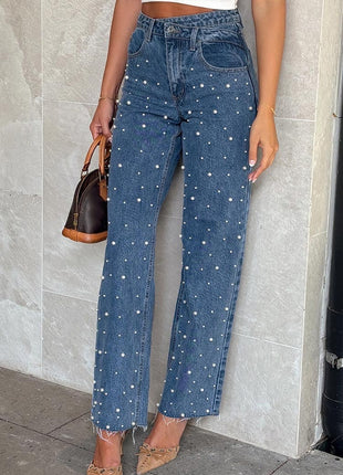 SS Straight-leg Frayed Jeans