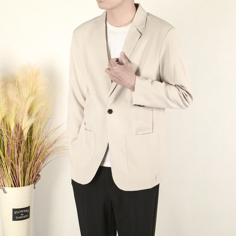 Simplicity Pure Color All-matching Casual Suit Jacket Khaki H