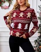 SS Gingerbread Man Sweater Rose Red