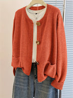 Versatile Thick Needle Sweater Cardigan Orange