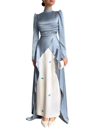 SS Pleated Dress lake blue