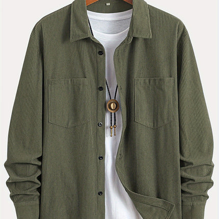 Corduroy Casual All-matching Shirt Coat Army green