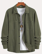 Corduroy Casual All-matching Shirt Coat Army green