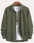 Corduroy Casual All-matching Shirt Coat Army green